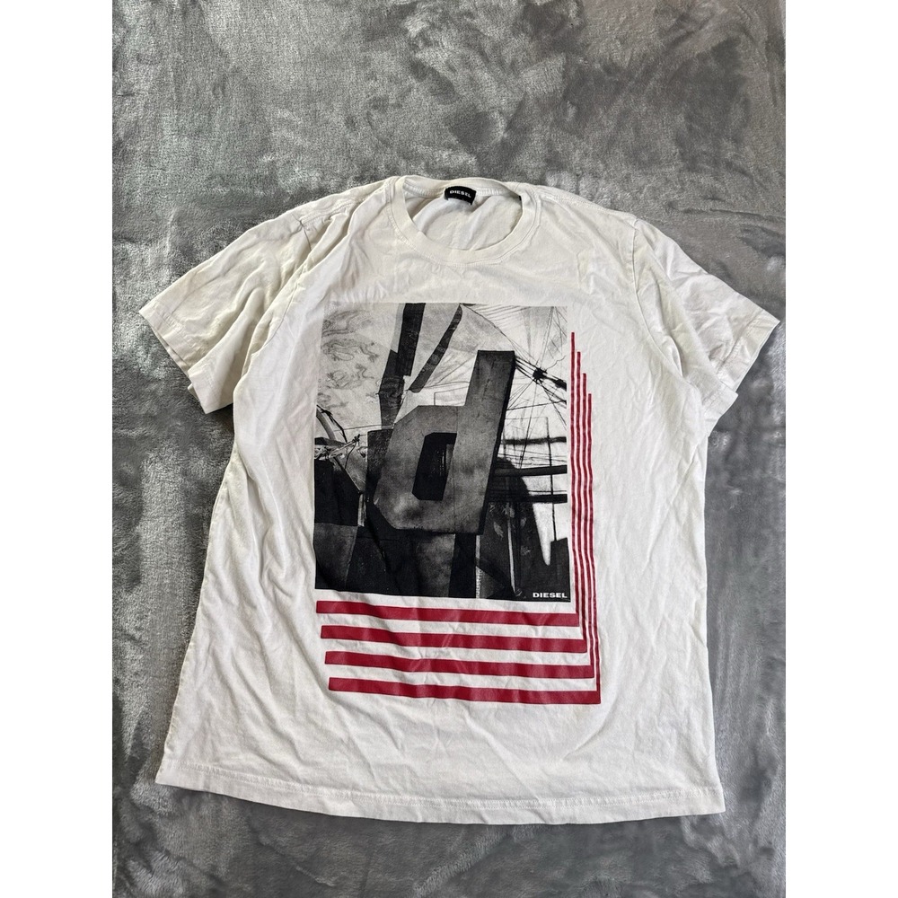 Diesel Men's T-Lucas AA T-Shirt Long Fit White Short Sleeves Size L